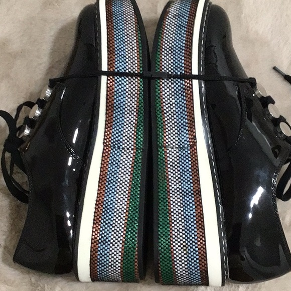 🆕 ZARA Tweed Heel Patent Oxford Platform Shoes Lace up - Picture 7 of 9